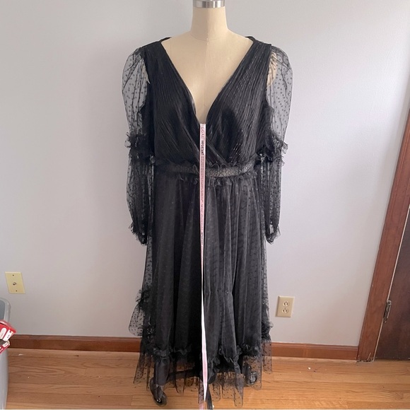 Mac Duggal 68567 Plus Size Long Sleeve Formal Midi Dress- Black- Size 20W - Picture 4 of 12